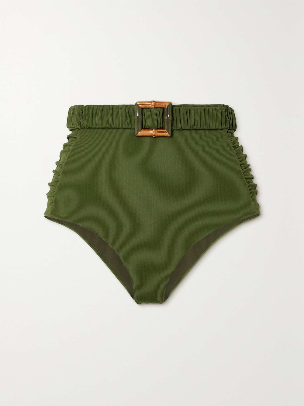 Olive High-Waist Bandeau Bikini Set with Knotted Halter - Picture 5 of 9